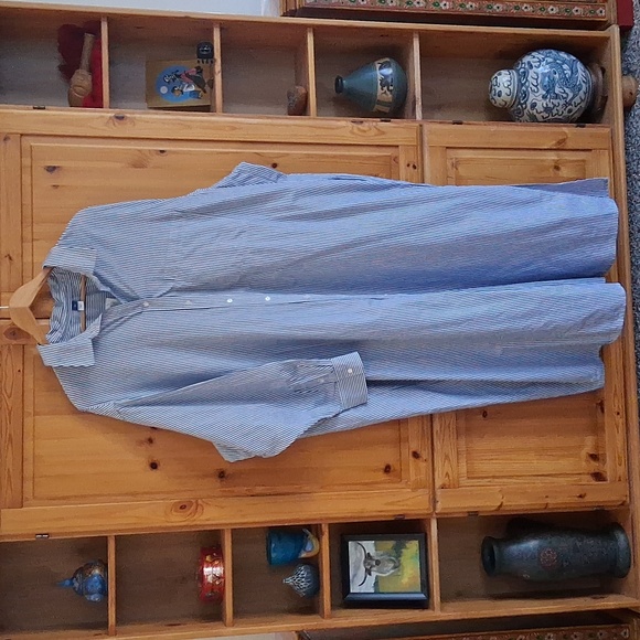 Old Navy Dresses & Skirts - Old Navy NWT Blue White Stripe Cotton Long Sleeve Maxi Shirt Dress Size 3X